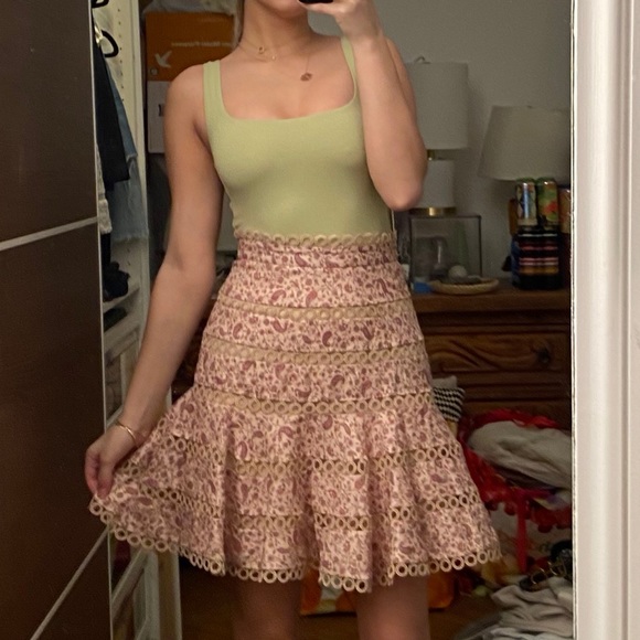 Zimmerman Juniper Paisley-Print Flared Linen Skirt - Picture 5 of 5